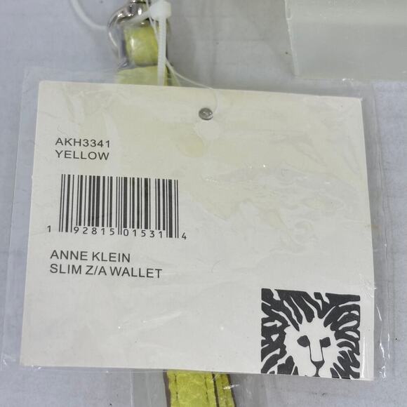 Anne Klein Slim Z/A Wallet Zip Around Wristlet Yellow Bow Detail New 7.5 Inch - Picture 8 of 10